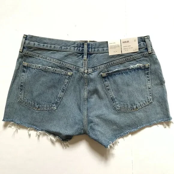 NWT AGOLDE Parker Vintage Cut Off Jean Denim Shorts Womens 31 Blue Organic NEW